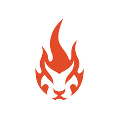 abstract lion fire flame logo icon