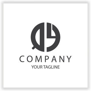 QY Logo monogram simple and modern circle black colour design template premium elegant vector eps 10