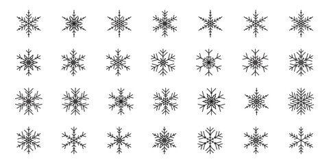 Snow flake icon vector illustration. Set of a snowflake on isolated background. Winter sign concept. - obrazy, fototapety, plakaty