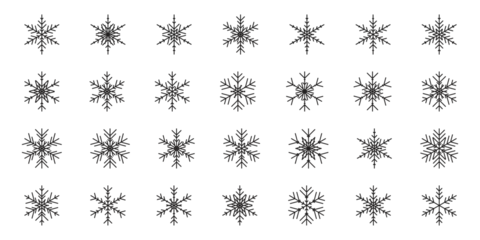 Fotobehang Snow flake icon vector illustration. Set of a snowflake on isolated background. Winter sign concept. © Alina_Lys