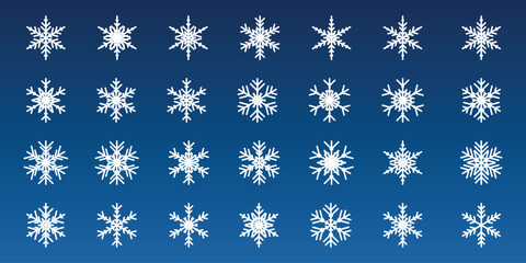 Snow flake icon vector illustration. Set of a snowflake on isolated background. Winter sign concept.