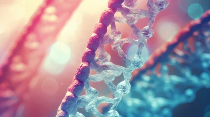 Foto op Plexiglas A close-up of a DNA helix under a microscope photography © valgabir