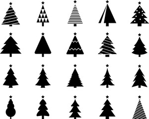 Obraz premium Christmas tree, spruce, pine icon vector image.