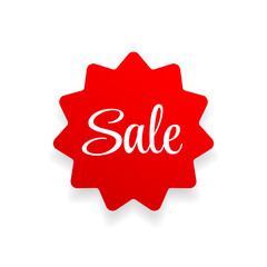 Sale star burst price sticker. Discount promotional sunburst sticker. Red badges. Starburst shape isolated on white background. Colored vector illustration.