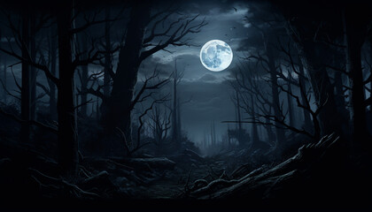 spooky halloween background with moon  generating by AI technology