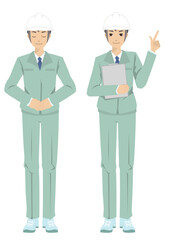 作業姿の若い男性のイラストセット2