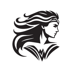 Striking Wonder Woman Moments: A Collection of Black and White Vector Silhouettes Depicting the Iconic Superheroine's Strength and Character, Tailored for Stock Imagery.