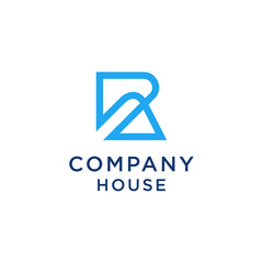 R letter logo template with Home arrow design element. Vector illustration. Real Estate Company