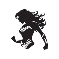 Wonder Woman's Dynamic Silhouettes: A Captivating Collection of Vector Illustrations Portraying the Legendary Superheroine's Power and Grace, Ideal for Stock Imagery