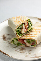 Delicious shawarma on a plate