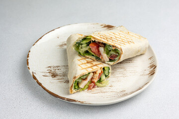 Delicious shawarma on a plate