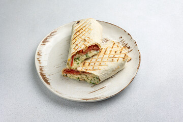 Delicious shawarma on a plate