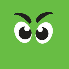 cartoon animated eye symbol.  Eyes avatar for emoji green background design