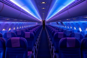 Generative AI : Interior of commercial passenger airplane