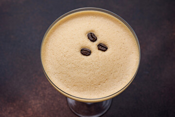 Alcoholic cocktail with coffee beans 