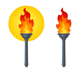 burning flaming torch red flame fire Vector illustration