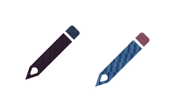 Pencil icon symbol brown and blue with texture