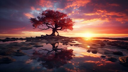 sunset over the lake