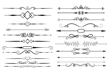 Calligraphic ornamental element set