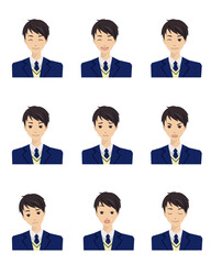Fototapeta premium 色々な表情をした男子学生（ブレザー）のイラスト