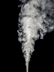 White smoke rises effect isolated on black background