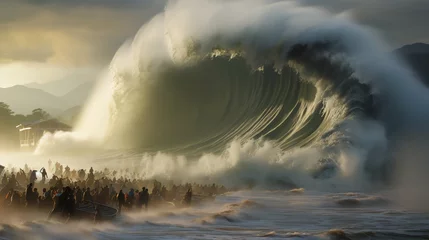 Deurstickers tsunami wave real © Akkun ticrev