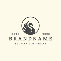 Black swan logo icon Luxury cosmetic brand template. © Abdan