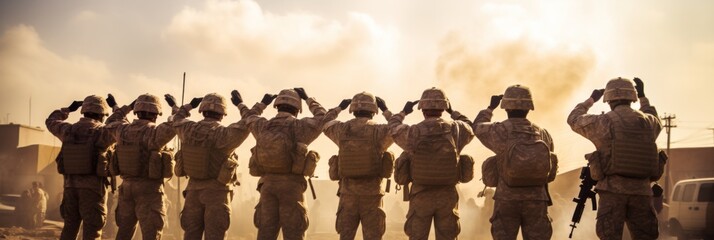 Unidentified soldier in uniform rendering a salute as a gesture of respect to the united states army