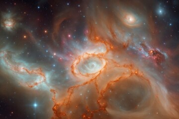 the ethereal beauty of stellar nurseries, where new stars are born amid swirling gases and radiant nebulae, symbolizing the origin of the universe
