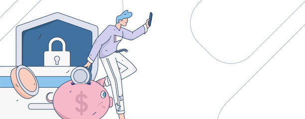 Internet financial management investment flat vector concept operation hand drawn illustration
