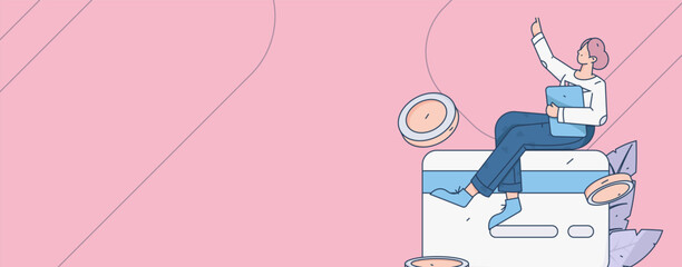 Internet financial management investment flat vector concept operation hand drawn illustration
