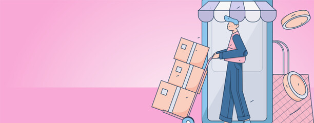 Internet financial management investment flat vector concept operation hand drawn illustration
