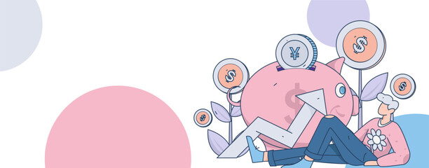 Internet financial management investment flat vector concept operation hand drawn illustration
