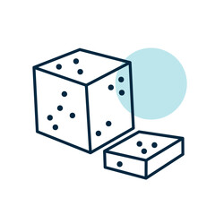 Feta cheese cubes vector icon