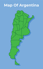 Detailed map of Argentina country in green vector illustration