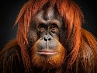 Fototapeta na wymiar orangutan isolated on a black background.