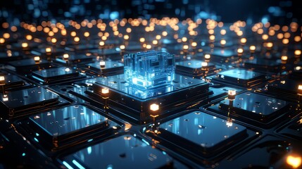 Obraz premium detailed 3D image of blockchain technology