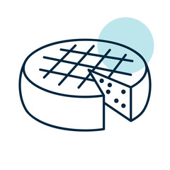 Head hard cheese with a slice cut out vector icon