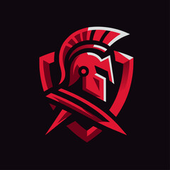 Spartan warrior logo design symbol logotype vector graphic - obrazy, fototapety, plakaty