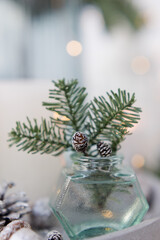 Winter Christmas decorations in home interior