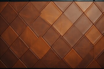 Rustic and distressed brown leather texture background with decorative patches and stitching - obrazy, fototapety, plakaty