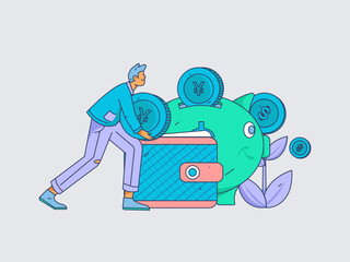 Internet financial management investment flat vector concept operation hand drawn illustration

