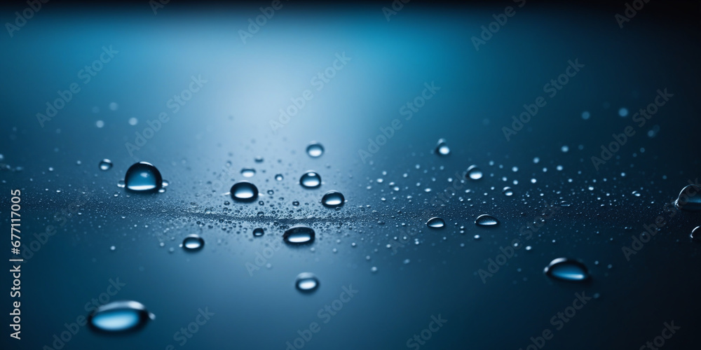 Wall mural blue background with wet water drops