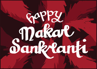 Happy makar sanrkanti hand lettering typography in abstract background