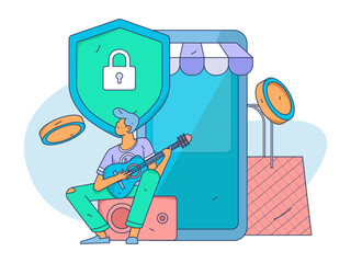 Internet financial management investment flat vector concept operation hand drawn illustration
