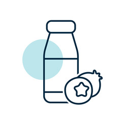 Yoghurt bottle with flavor blueberry vector icon