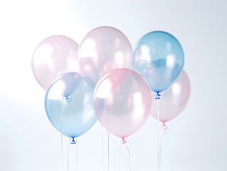 Blue and pink Christmas and new year balloons on a white background. 3d rendering.