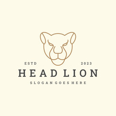 Lion head logo icon. Royal gold badge symbol. Premium animal sign. 