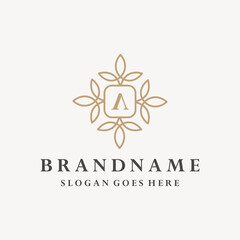 Letter A flower logo template vector illustration design