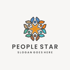 Obraz premium Social Logo design vector. star of people icon
